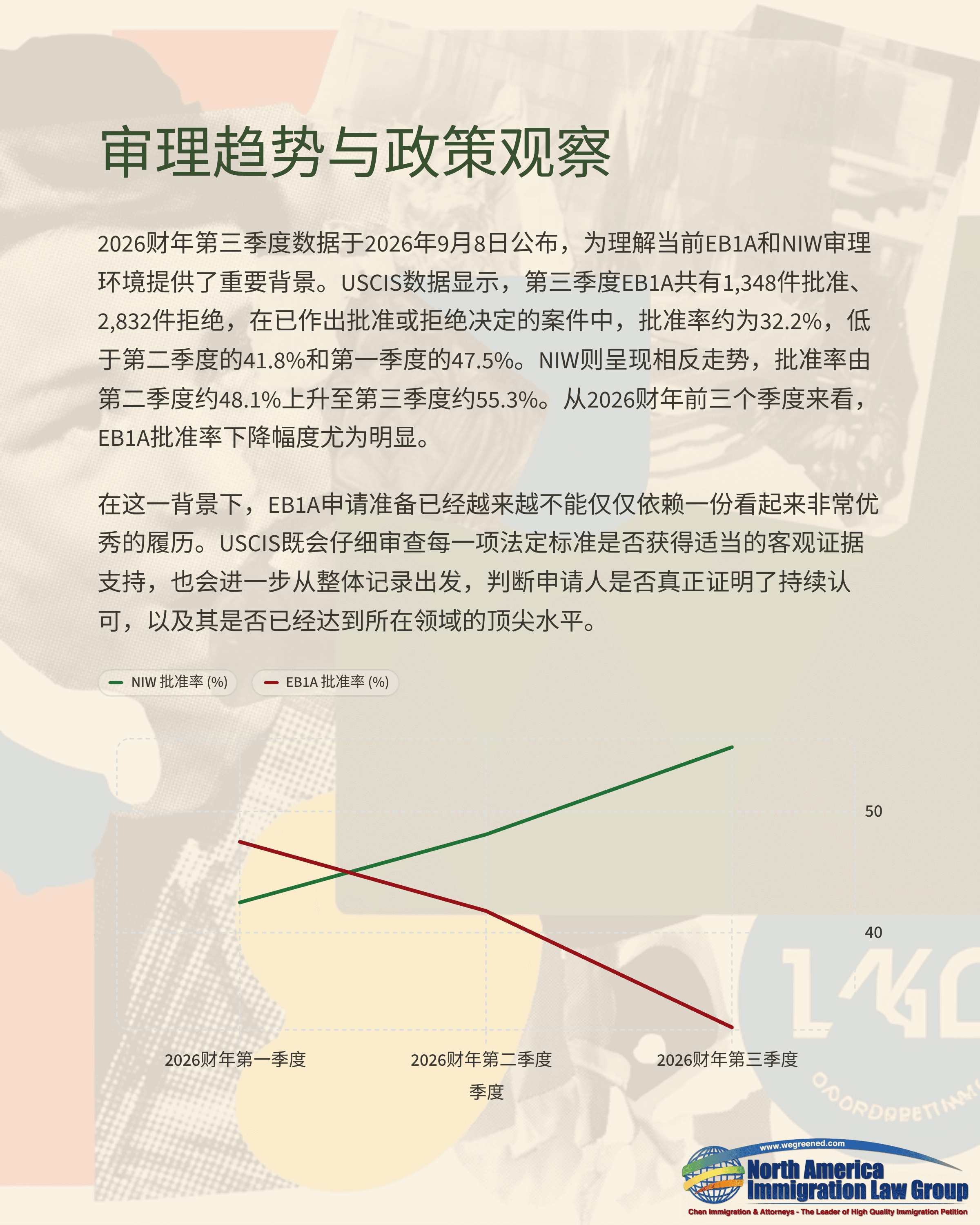 Document cover titled 'Adjudication Trends and Policy Observations' with a line graph.