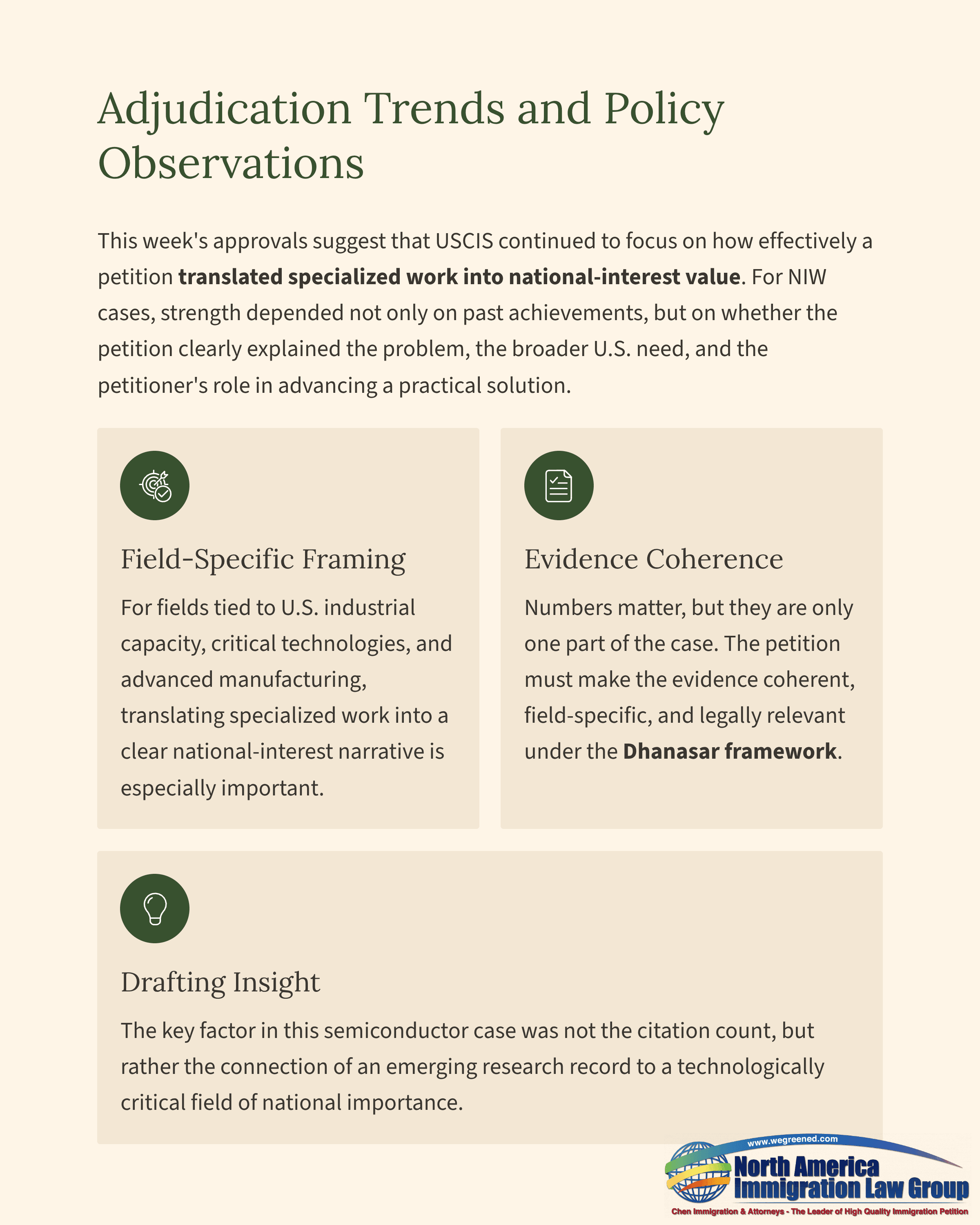 Document detailing Adjudication Trends and Policy Observations, including sections on Training, Evidence, and Drafting.