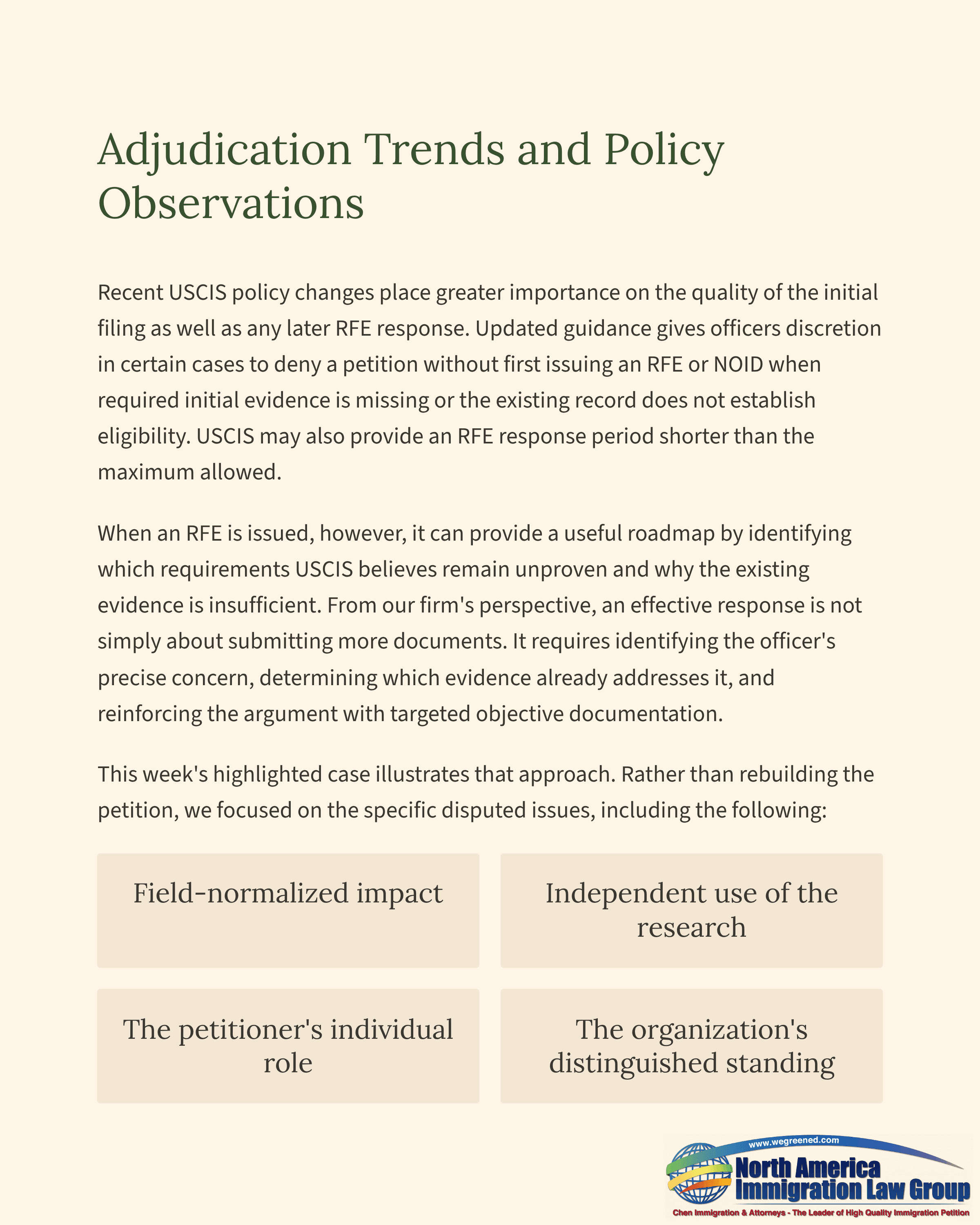 Document page header for 'Adjudication Trends and Policy Observations'.